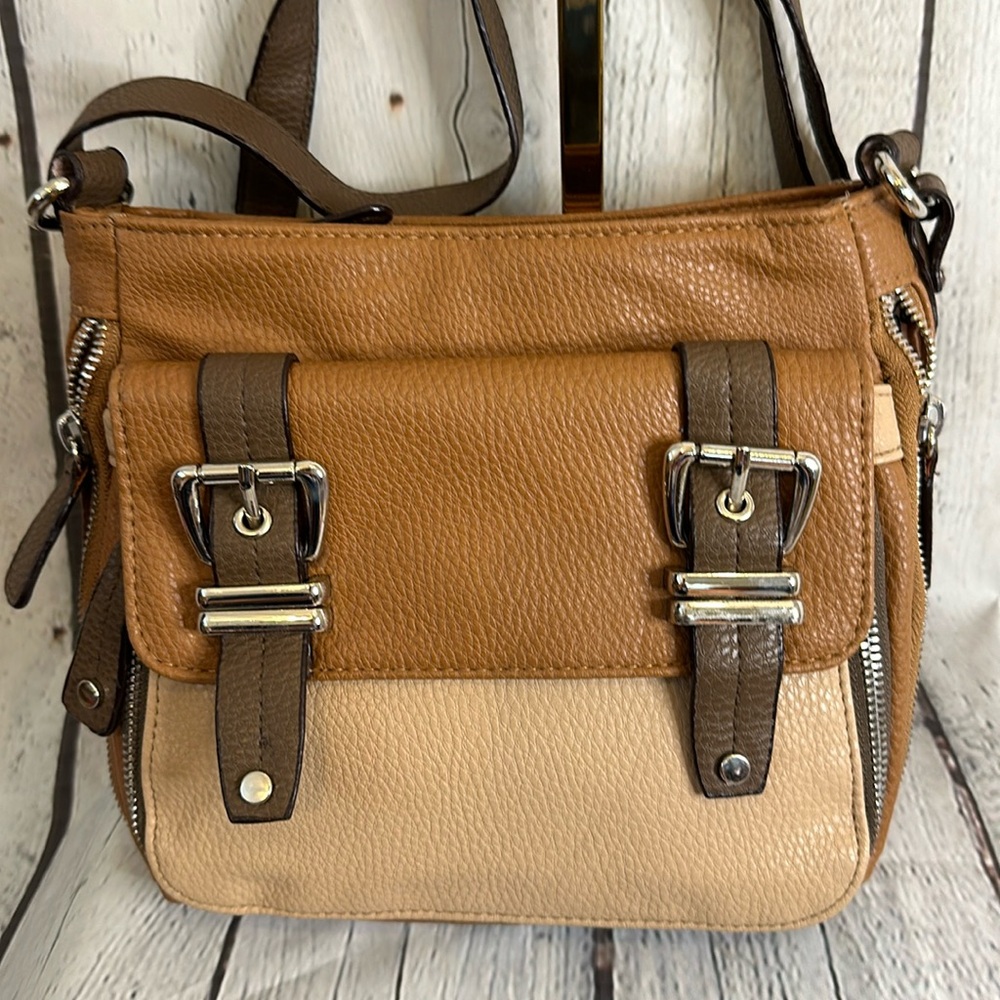 Jessica Simpson brown/tan PVC crossbody bag